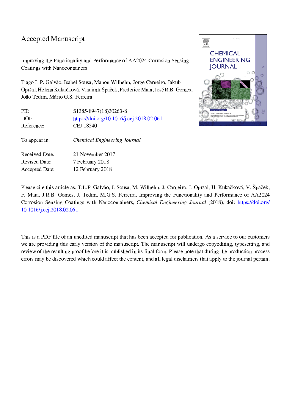 Improving the functionality and performance of AA2024 corrosion sensing coatings with nanocontainers