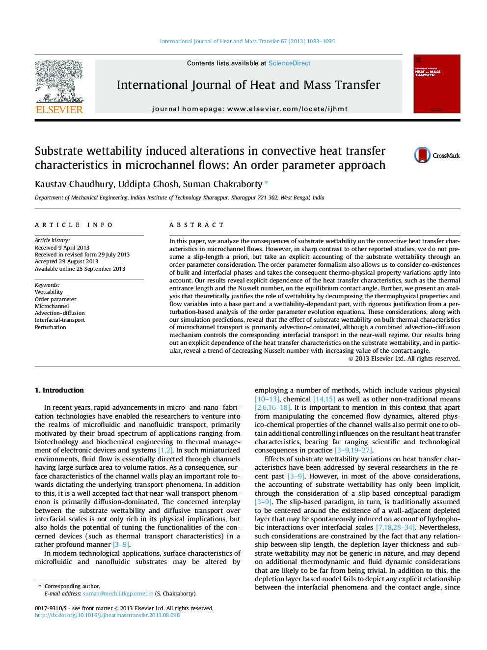 Substrate wettability induced alterations in convective heat transfer characteristics in microchannel flows: An order parameter approach