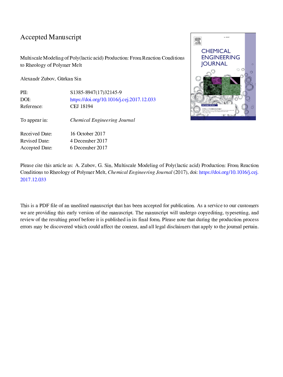 مدل سازی چندتایی پلی (اسید لاکتیک) تولید: از شرایط واکنش به ریولاسیون ذوب پلیمر 