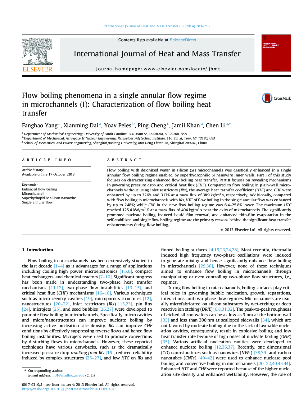 Flow boiling phenomena in a single annular flow regime in microchannels (I): Characterization of flow boiling heat transfer