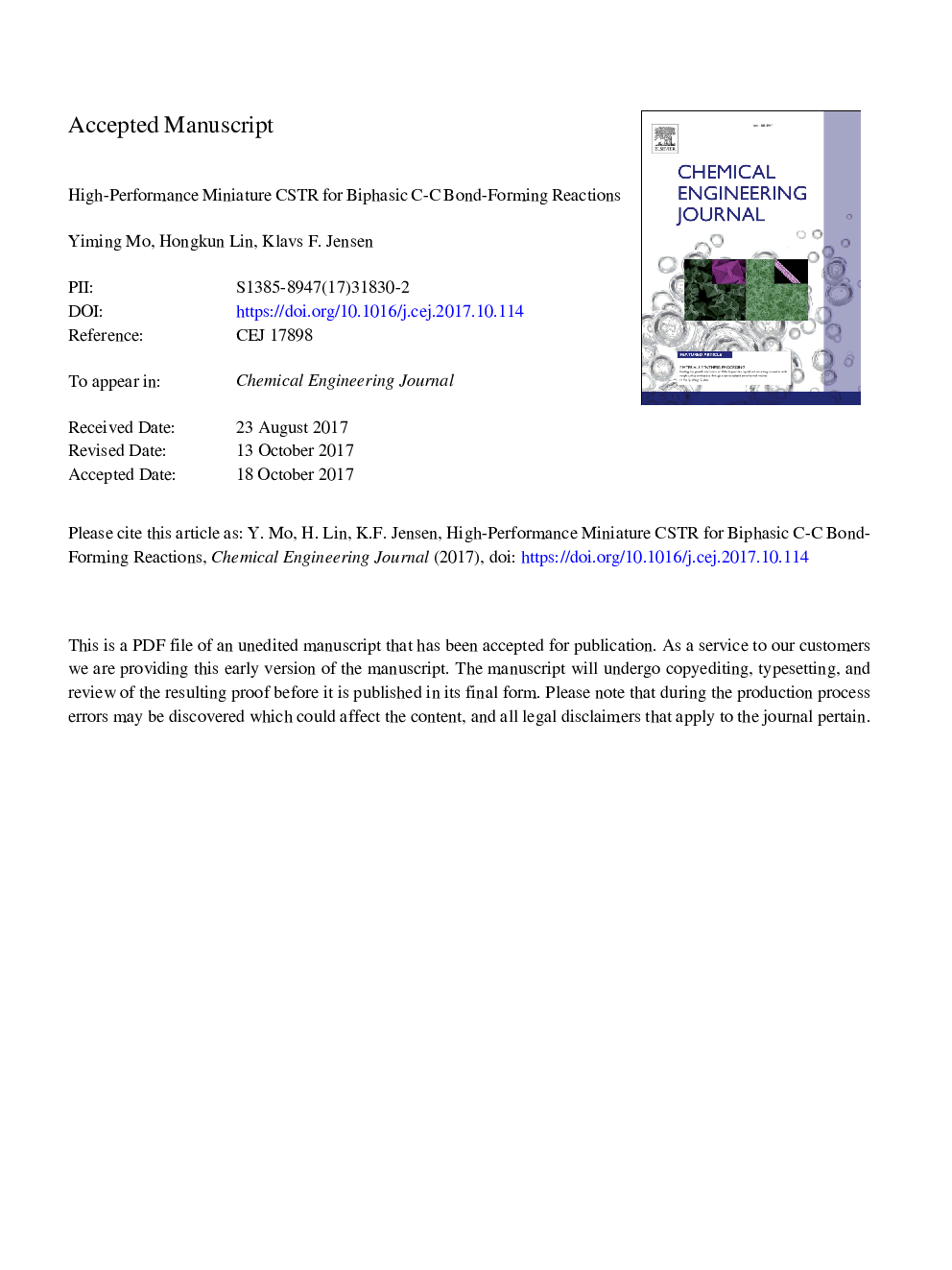 High-performance miniature CSTR for biphasic C-C bond-forming reactions