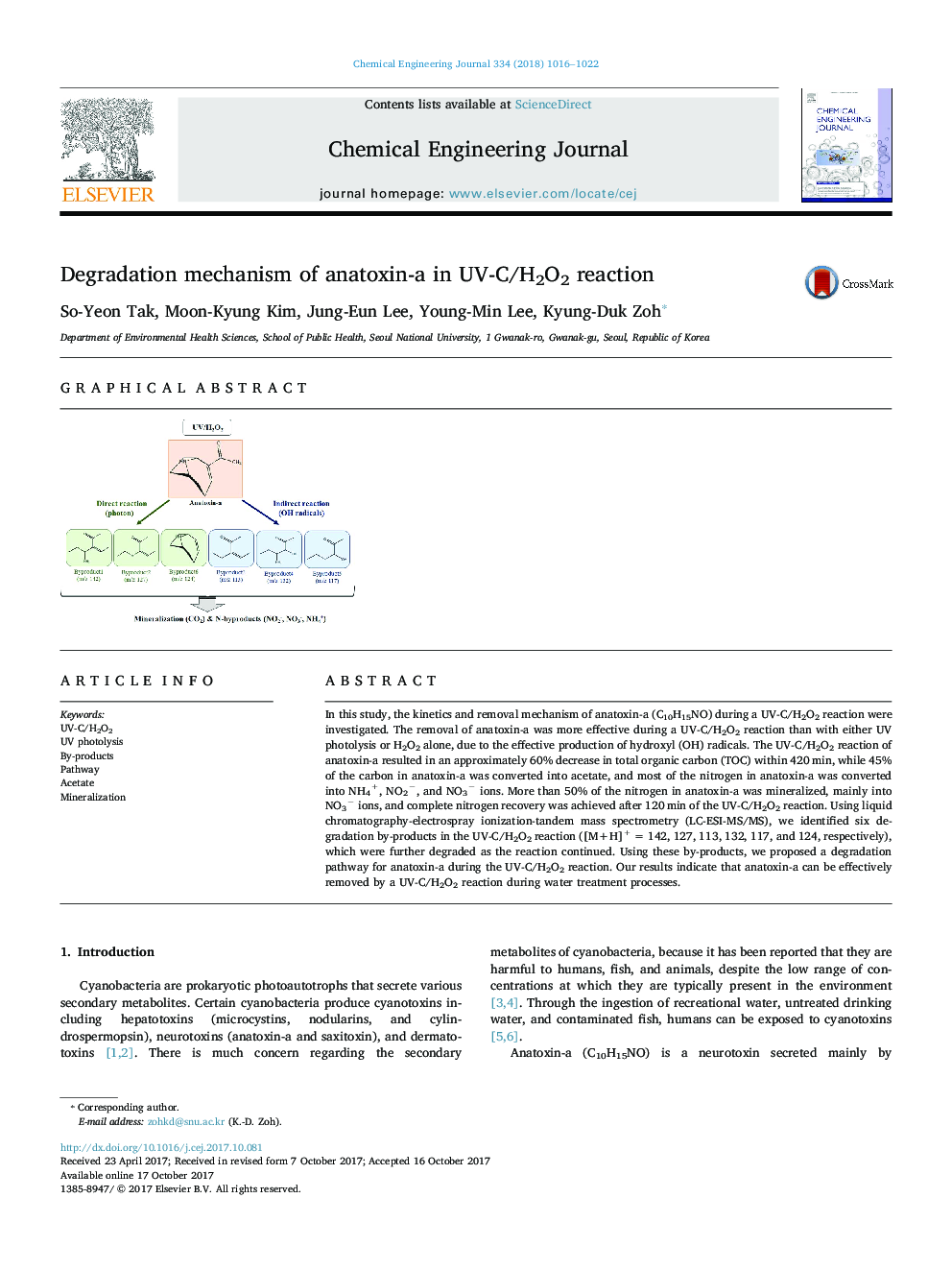 Degradation mechanism of anatoxin-a in UV-C/H2O2 reaction