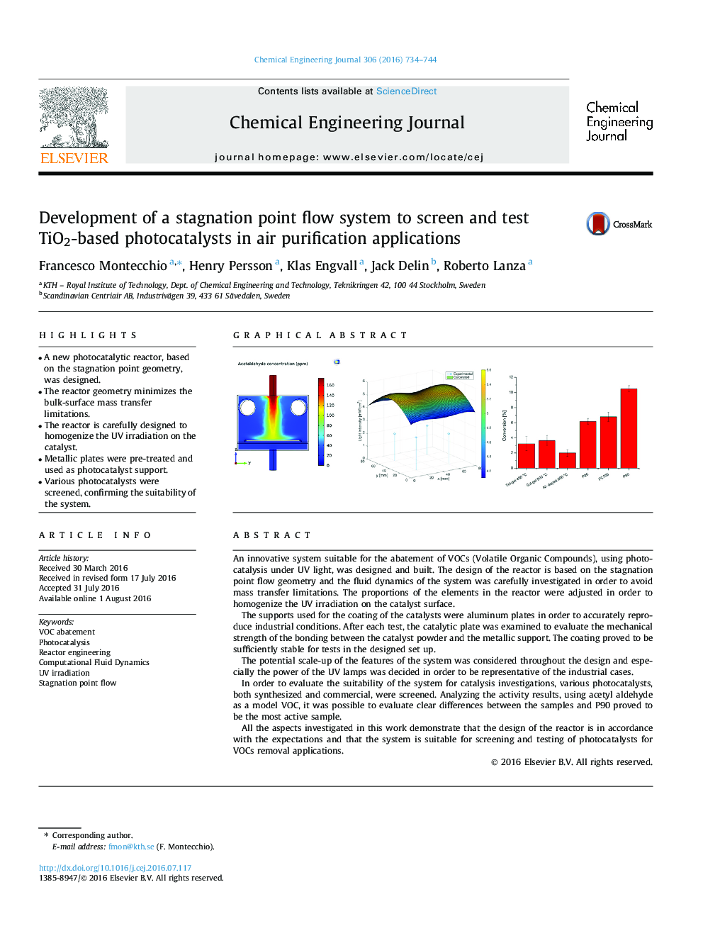 Development of a stagnation point flow system to screen and test TiO2-based photocatalysts in air purification applications