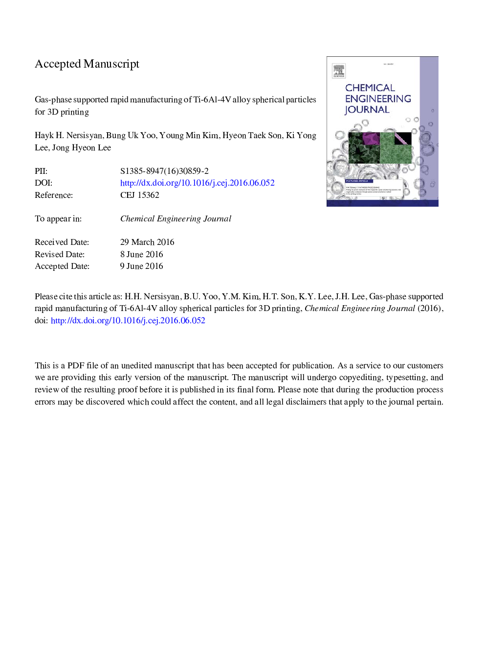 Gas-phase supported rapid manufacturing of Ti-6Al-4V alloy spherical particles for 3D printing