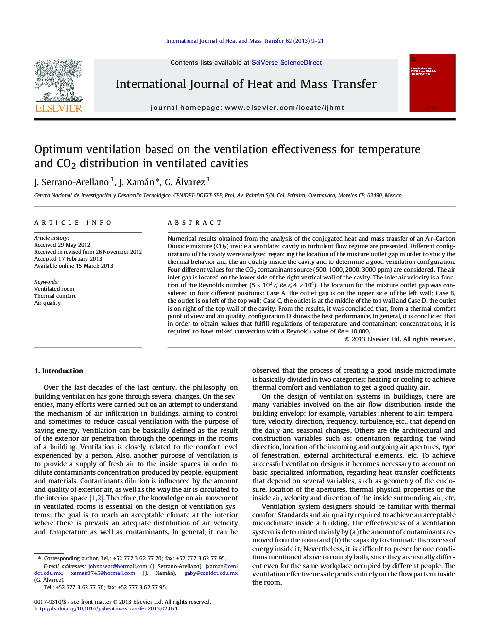 Optimum ventilation based on the ventilation effectiveness for temperature and CO2 distribution in ventilated cavities