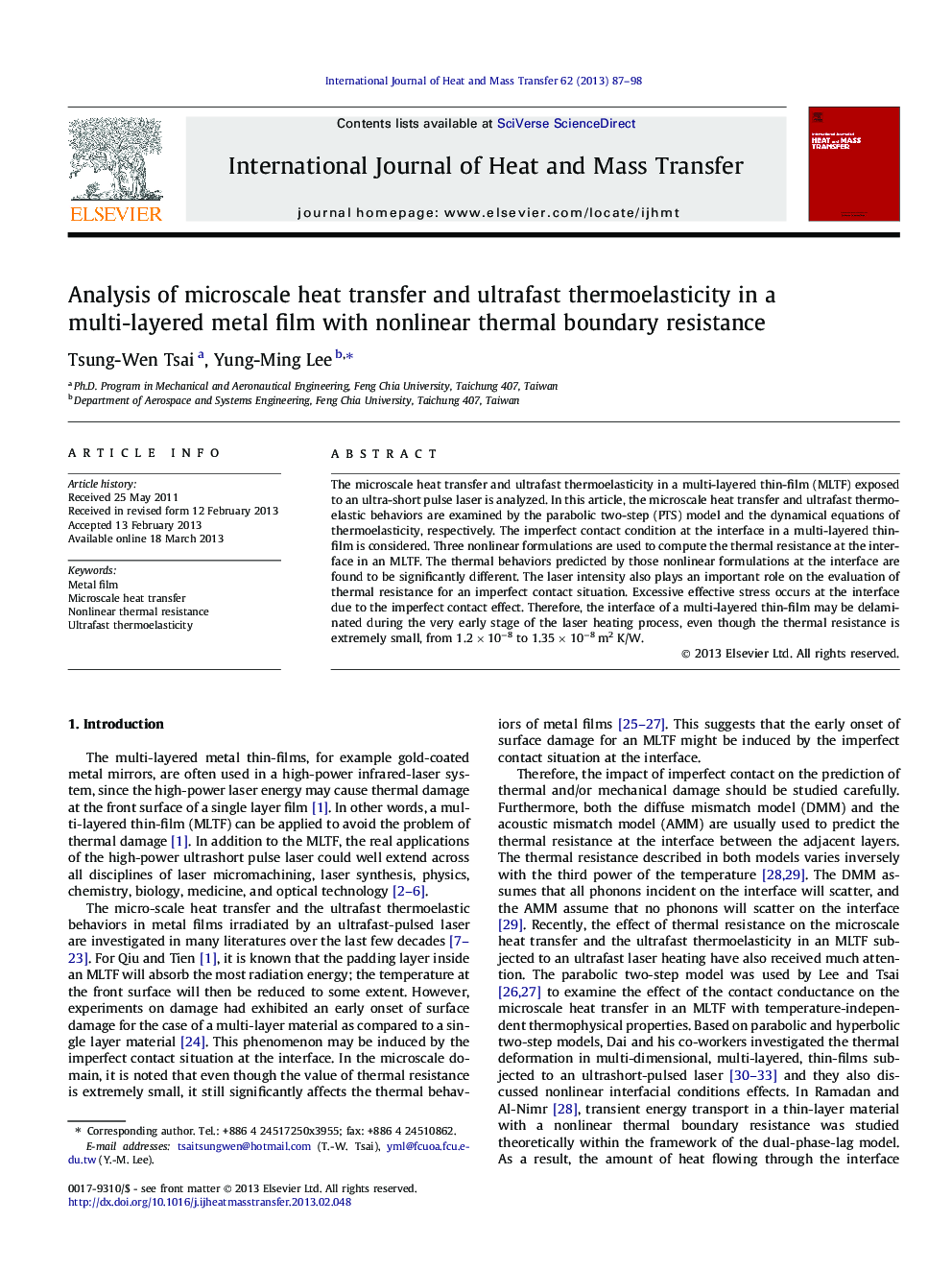 Analysis of microscale heat transfer and ultrafast thermoelasticity in a multi-layered metal film with nonlinear thermal boundary resistance