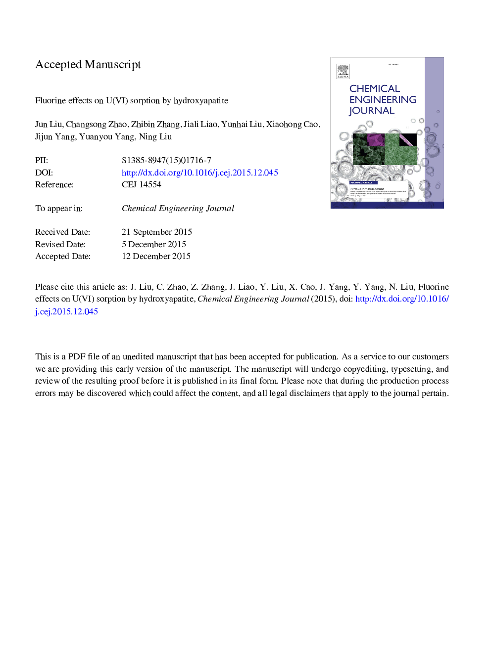 Fluorine effects on U(VI) sorption by hydroxyapatite