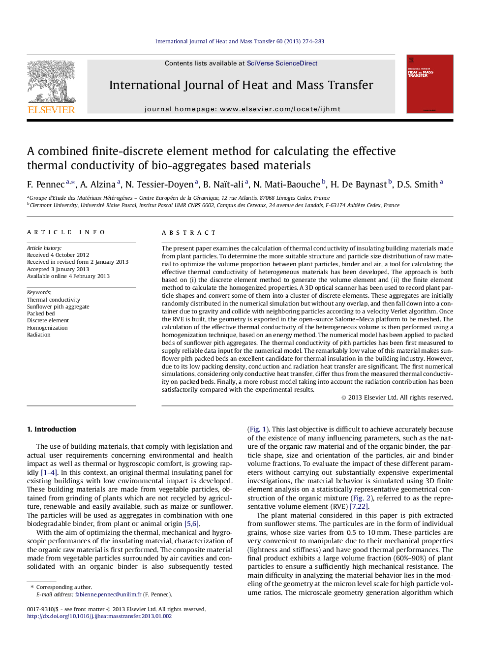 A combined finite-discrete element method for calculating the effective thermal conductivity of bio-aggregates based materials