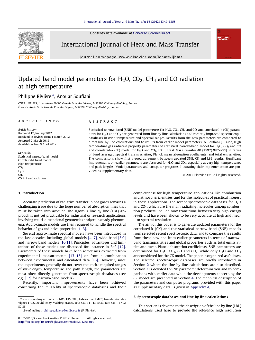 Updated band model parameters for H2O, CO2, CH4 and CO radiation at high temperature