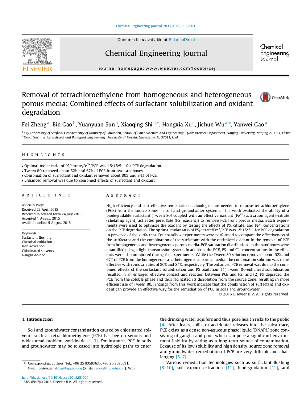 Removal of tetrachloroethylene from homogeneous and heterogeneous porous media: Combined effects of surfactant solubilization and oxidant degradation