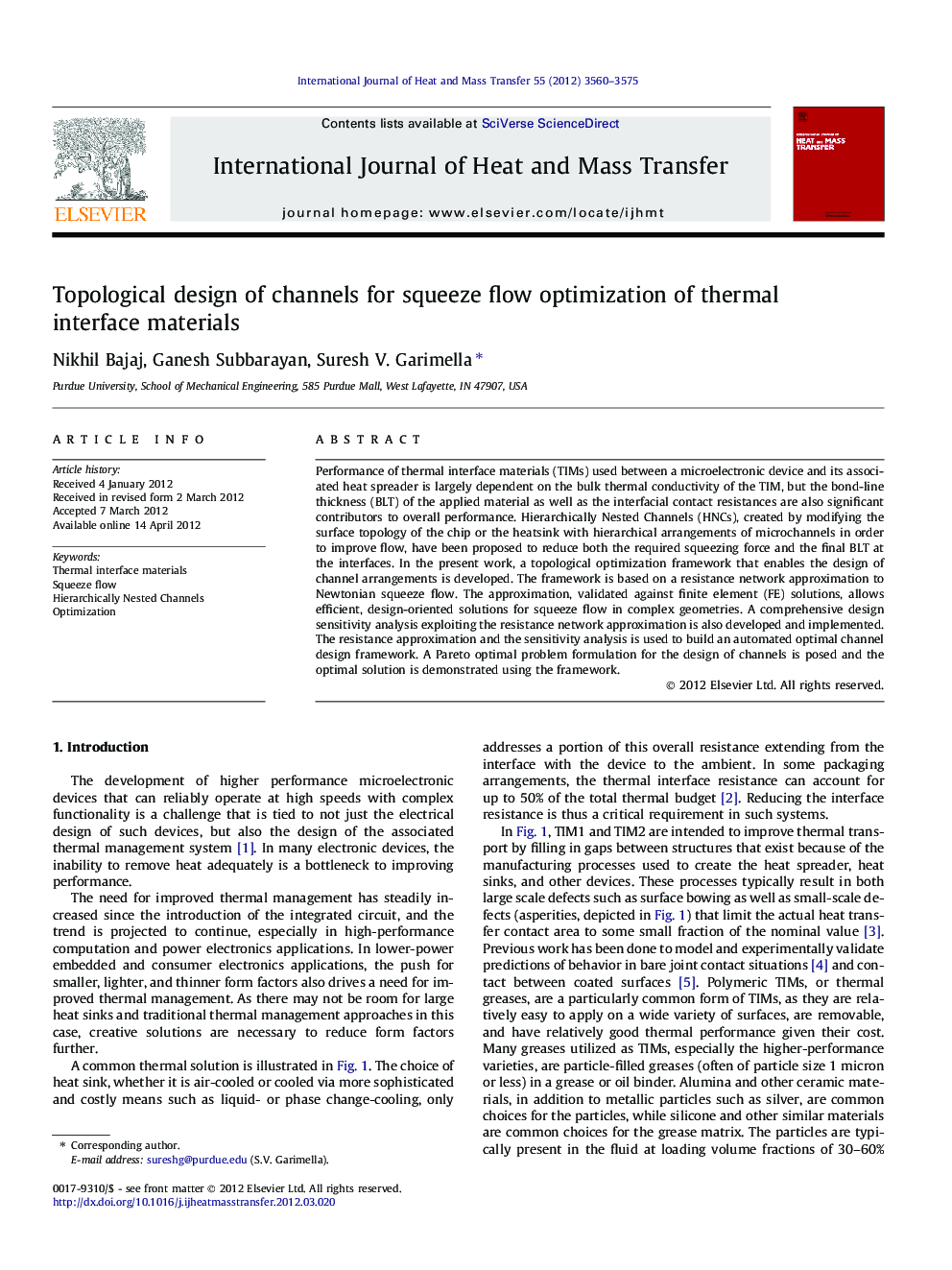 Topological design of channels for squeeze flow optimization of thermal interface materials