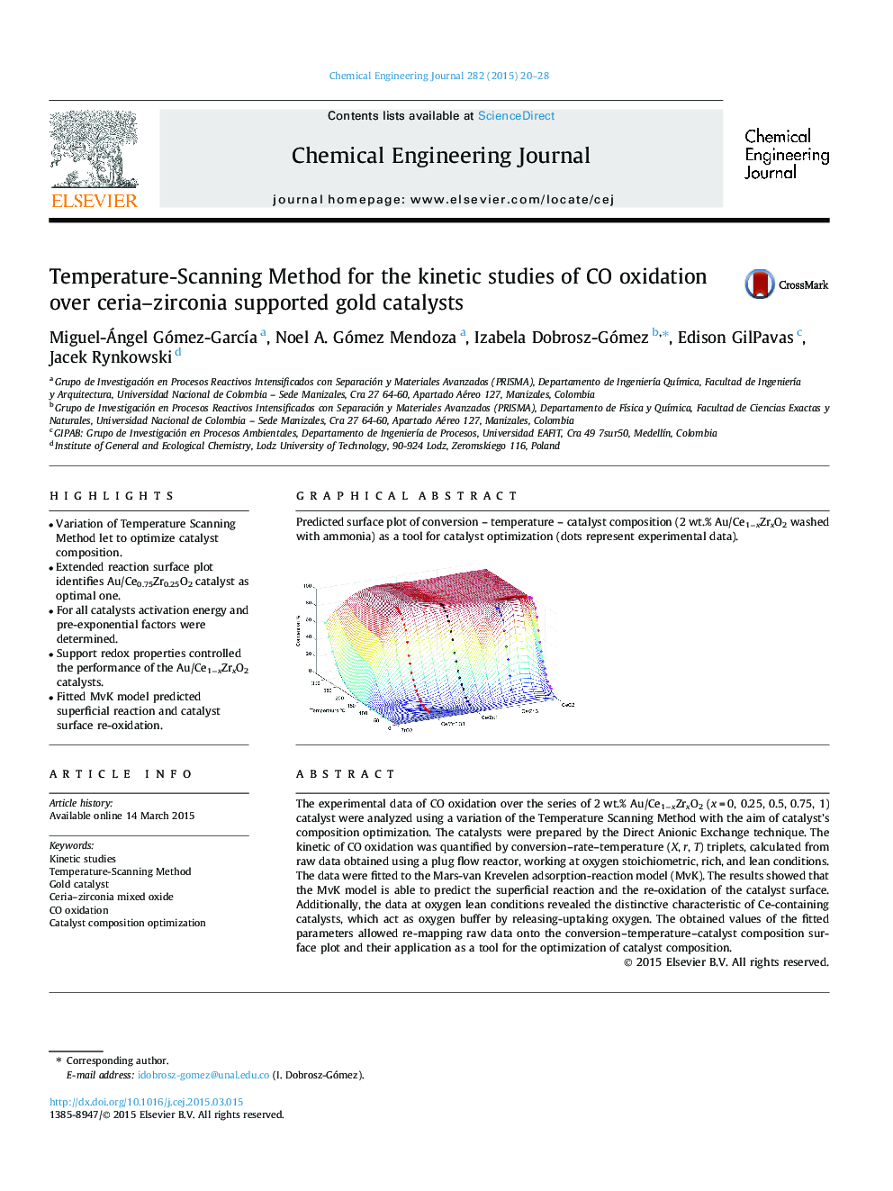 Temperature-Scanning Method for the kinetic studies of CO oxidation over ceria-zirconia supported gold catalysts