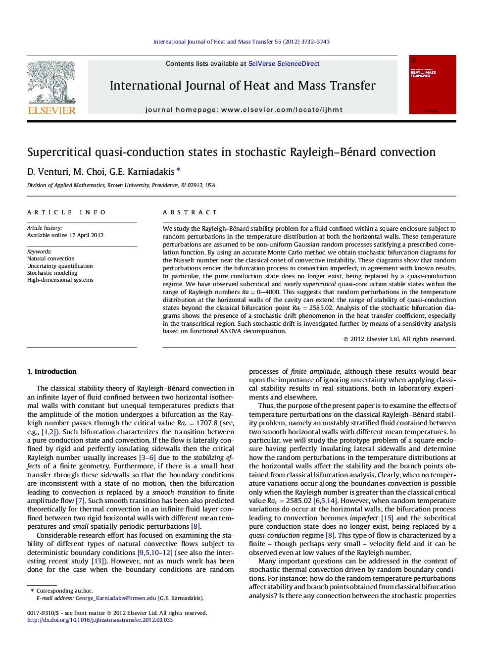 Supercritical quasi-conduction states in stochastic Rayleigh–Bénard convection