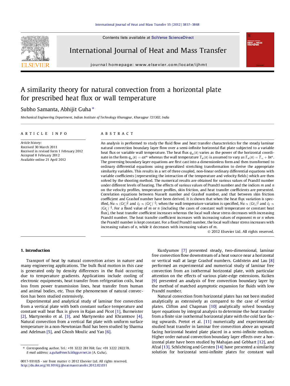 A similarity theory for natural convection from a horizontal plate for prescribed heat flux or wall temperature