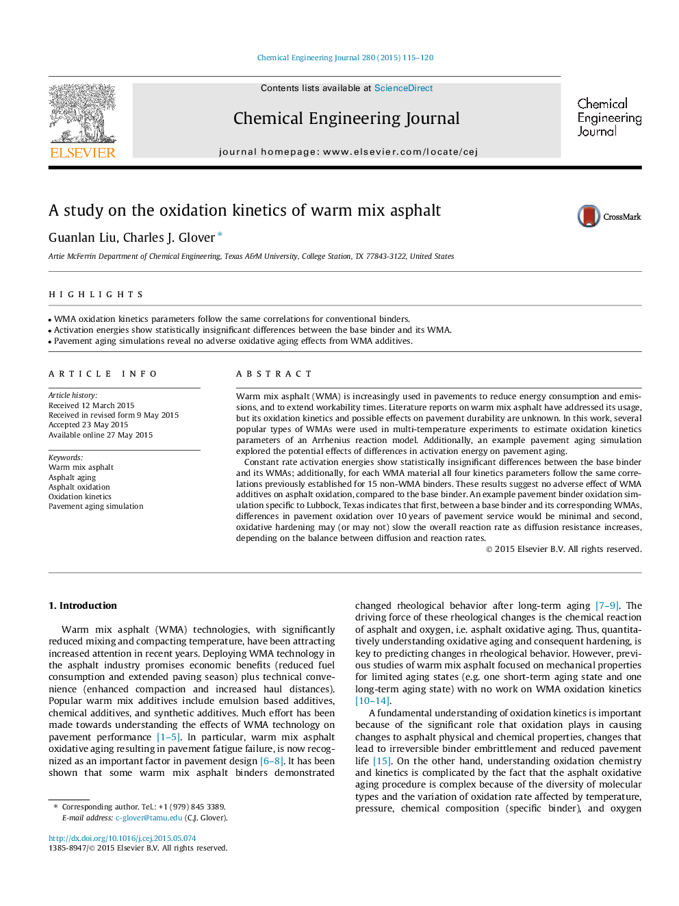 A study on the oxidation kinetics of warm mix asphalt