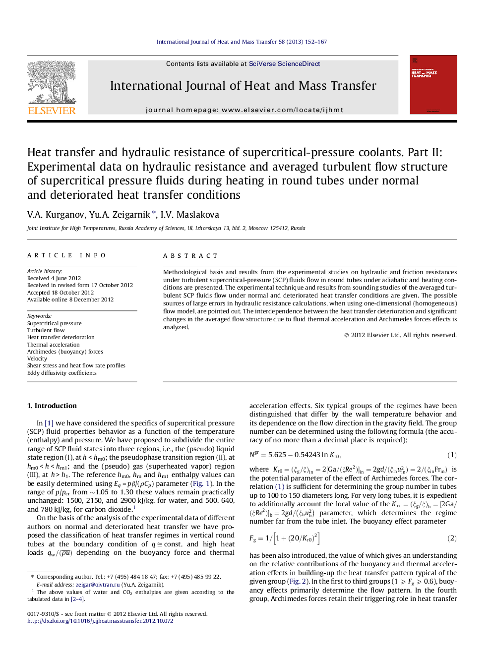 Heat transfer and hydraulic resistance of supercritical-pressure coolants. Part II: Experimental data on hydraulic resistance and averaged turbulent flow structure of supercritical pressure fluids during heating in round tubes under normal and deteriorate