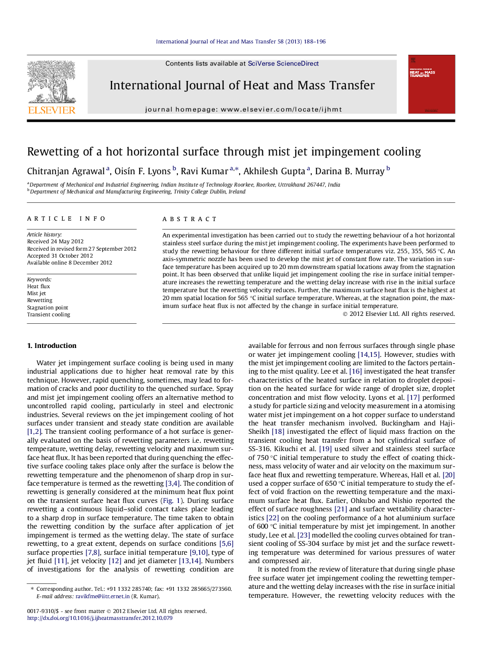 Rewetting of a hot horizontal surface through mist jet impingement cooling