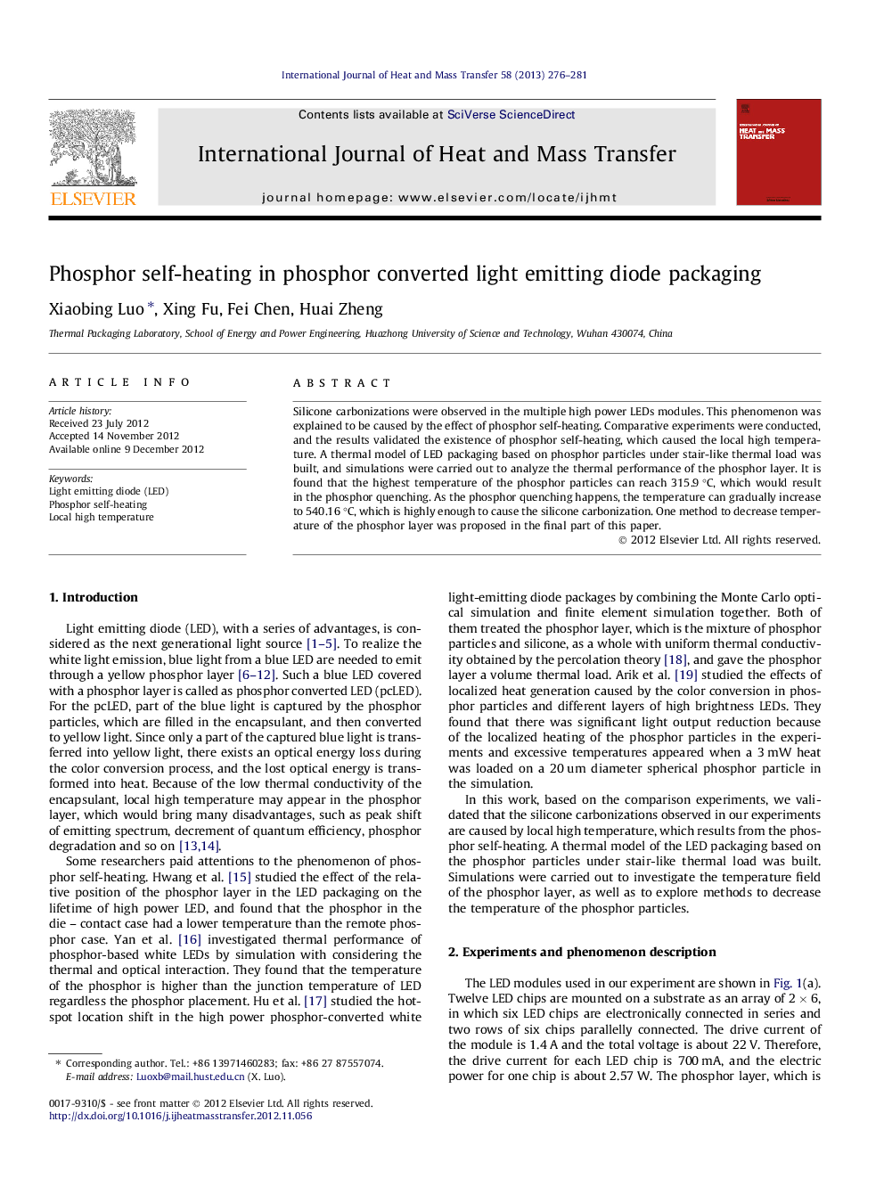 Phosphor self-heating in phosphor converted light emitting diode packaging