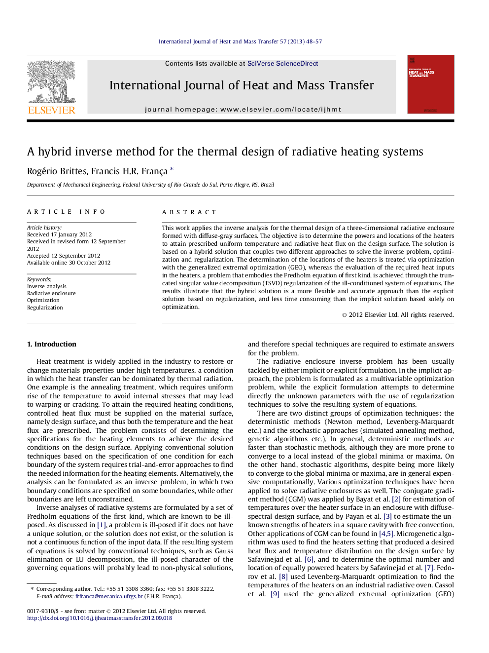 A hybrid inverse method for the thermal design of radiative heating systems