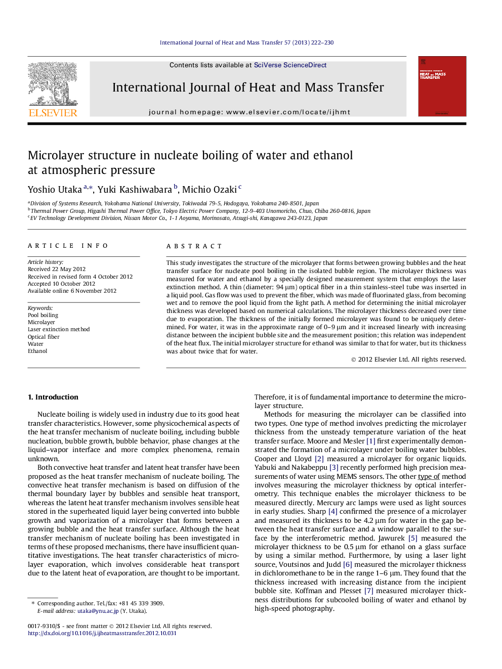 Microlayer structure in nucleate boiling of water and ethanol at atmospheric pressure