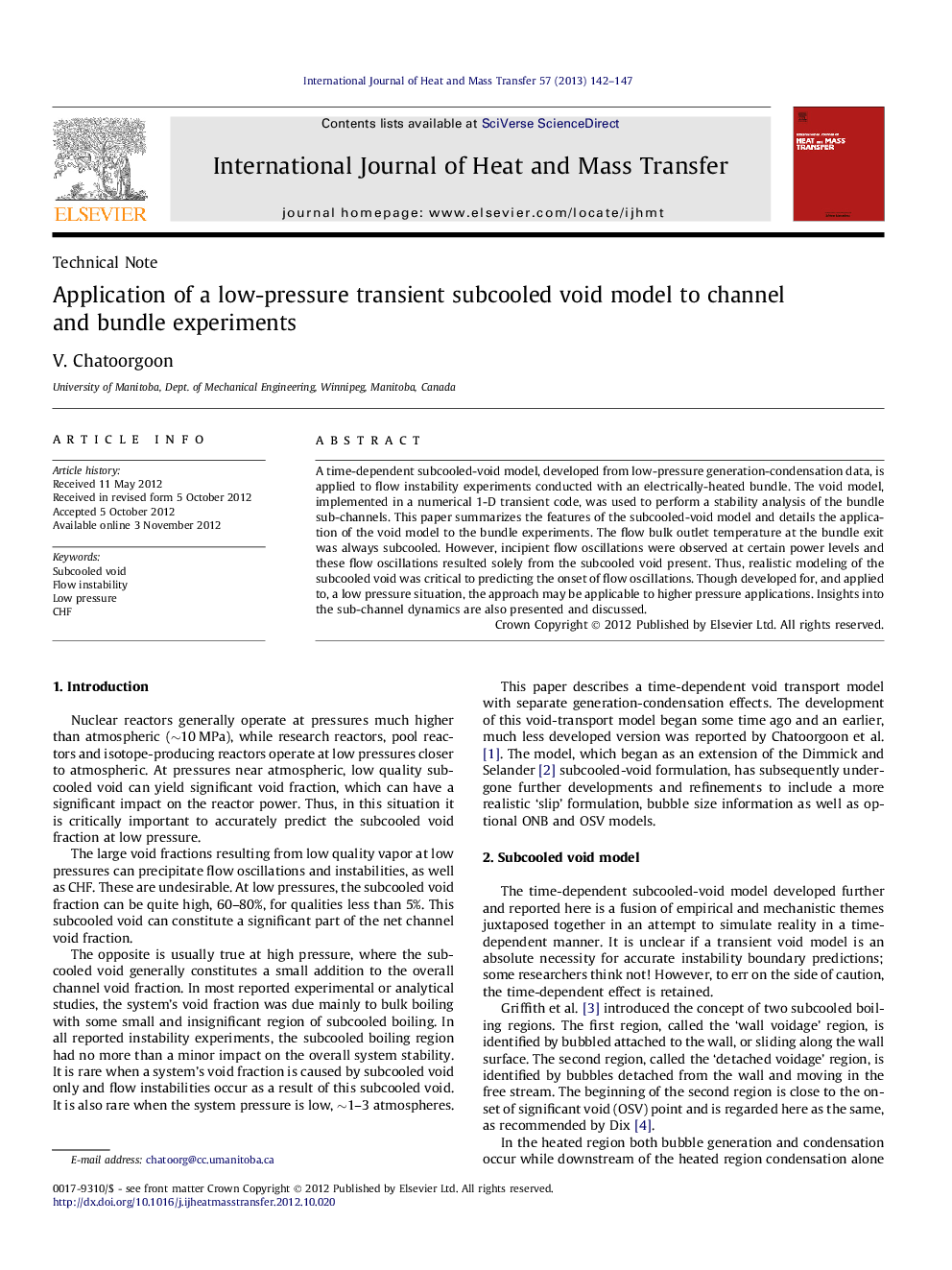 Application of a low-pressure transient subcooled void model to channel and bundle experiments