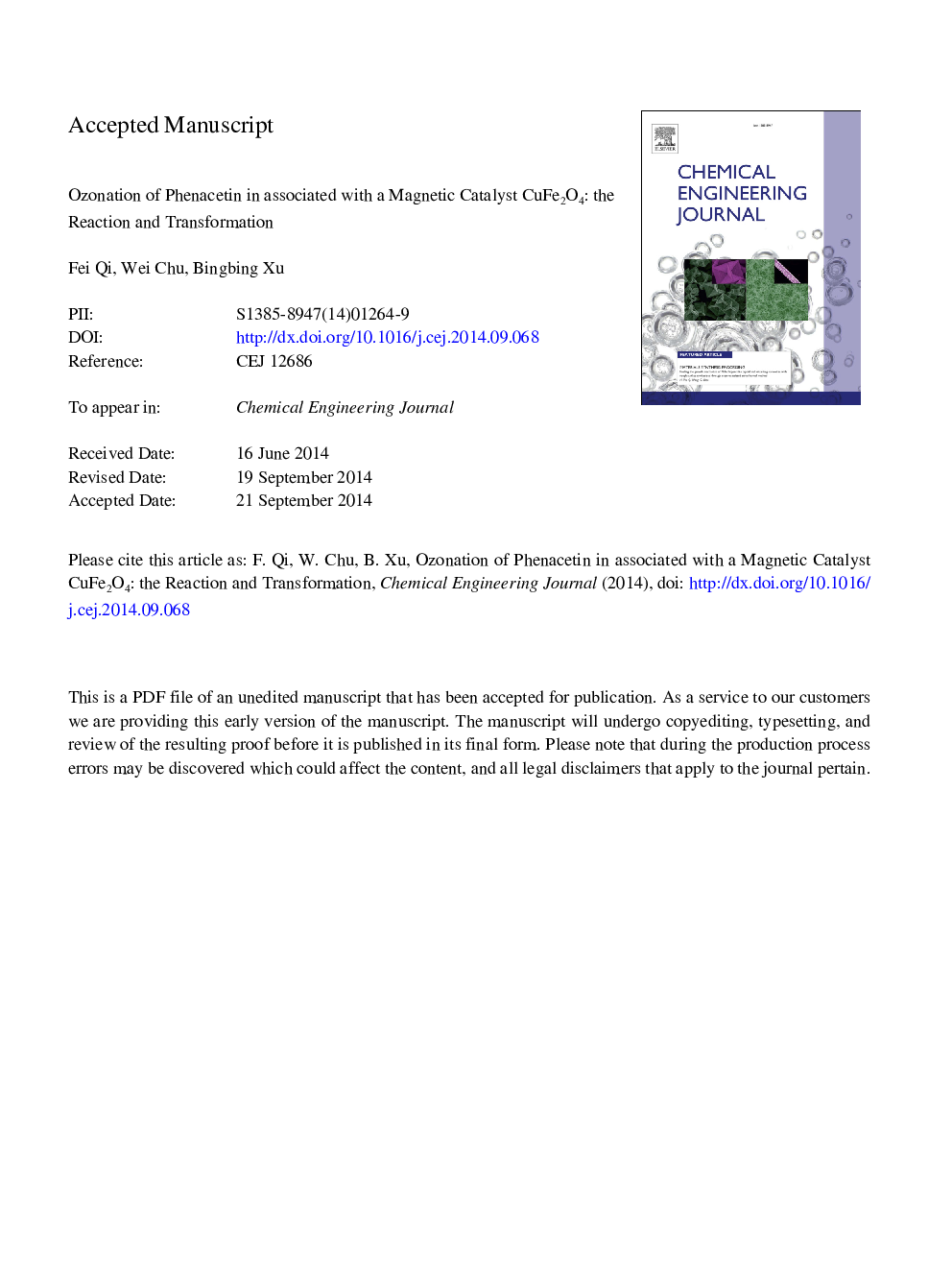 Ozonation of phenacetin in associated with a magnetic catalyst CuFe2O4: The reaction and transformation