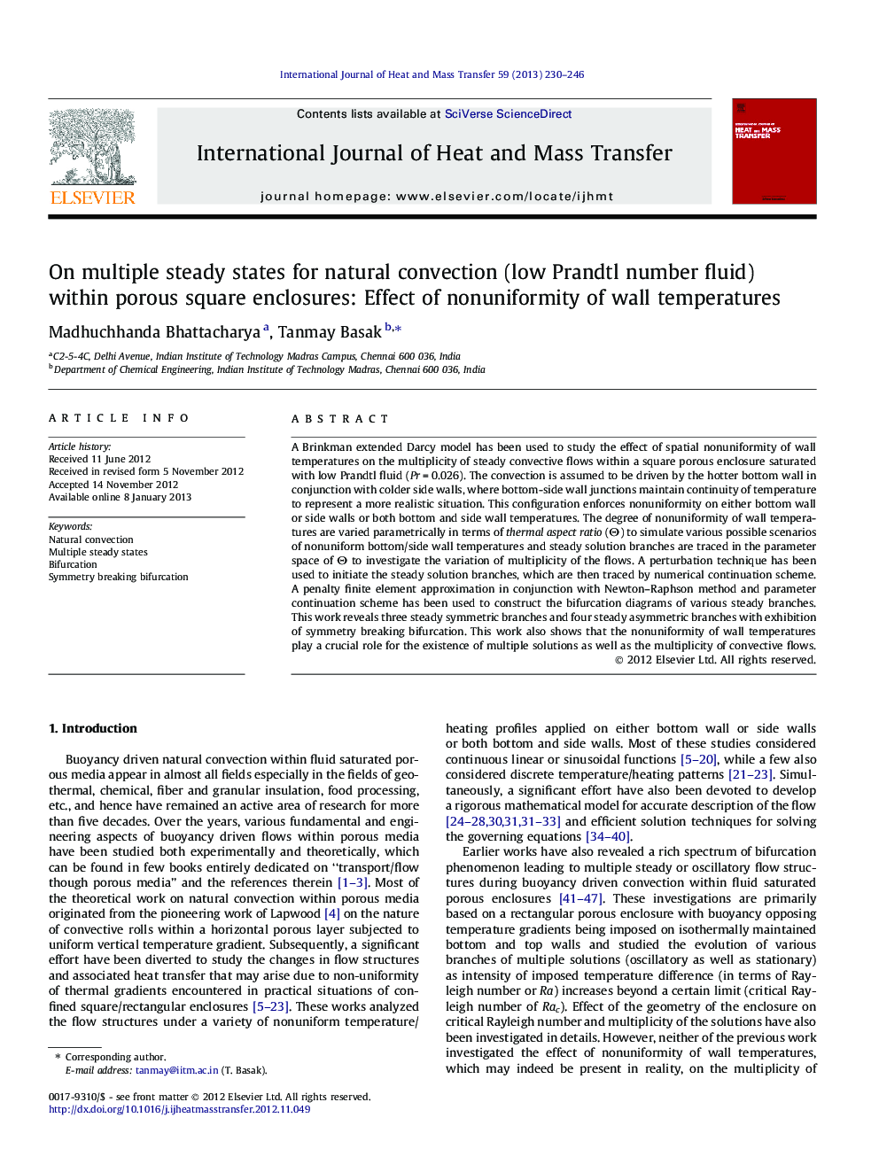 On multiple steady states for natural convection (low Prandtl number fluid) within porous square enclosures: Effect of nonuniformity of wall temperatures
