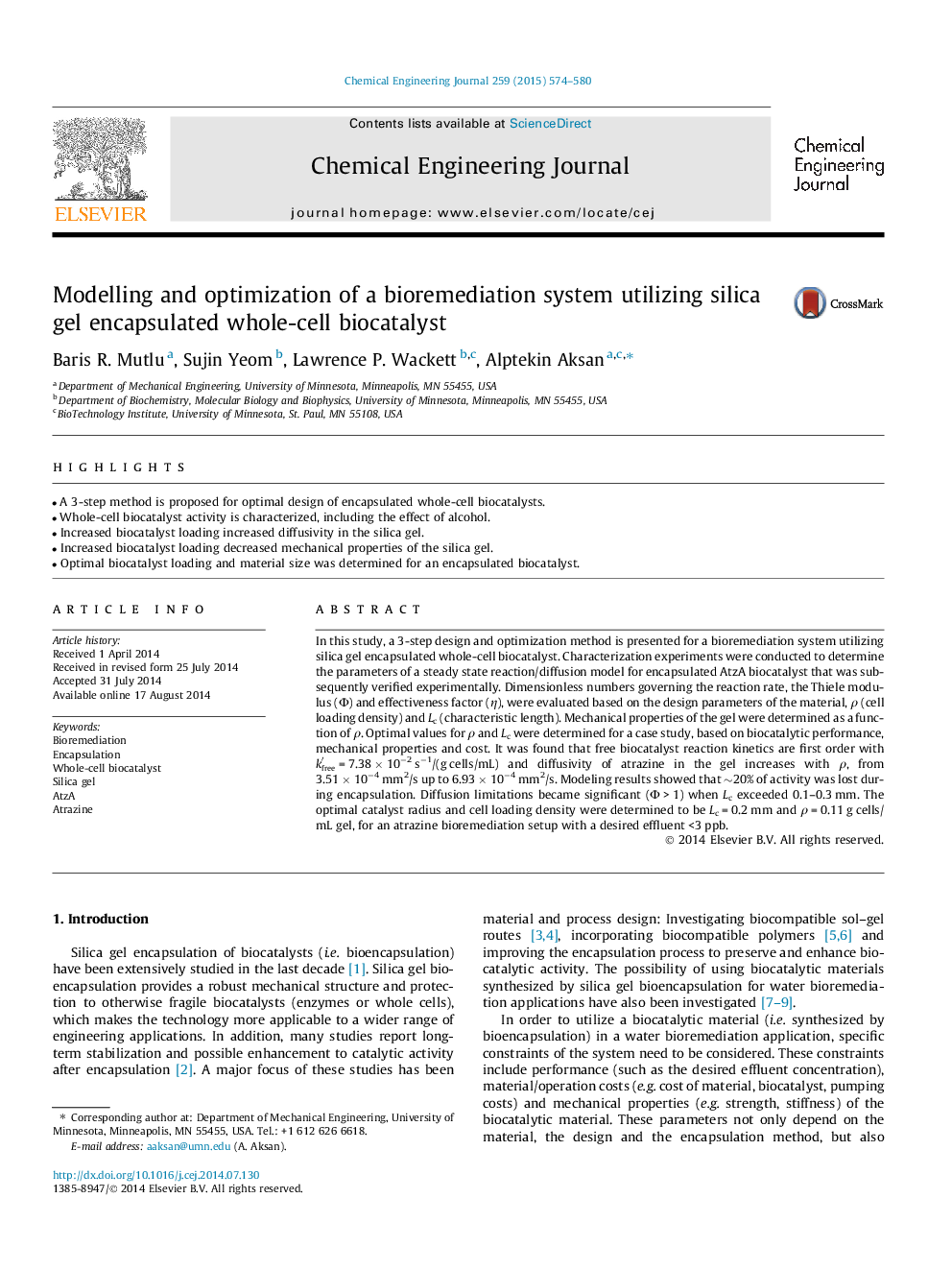 Modelling and optimization of a bioremediation system utilizing silica gel encapsulated whole-cell biocatalyst