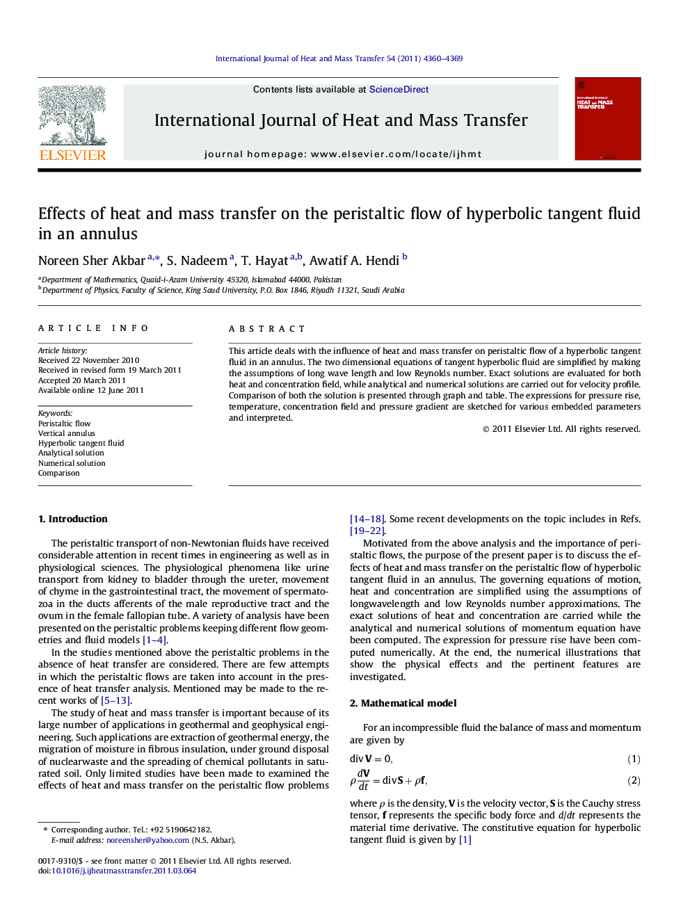 Effects of heat and mass transfer on the peristaltic flow of hyperbolic tangent fluid in an annulus