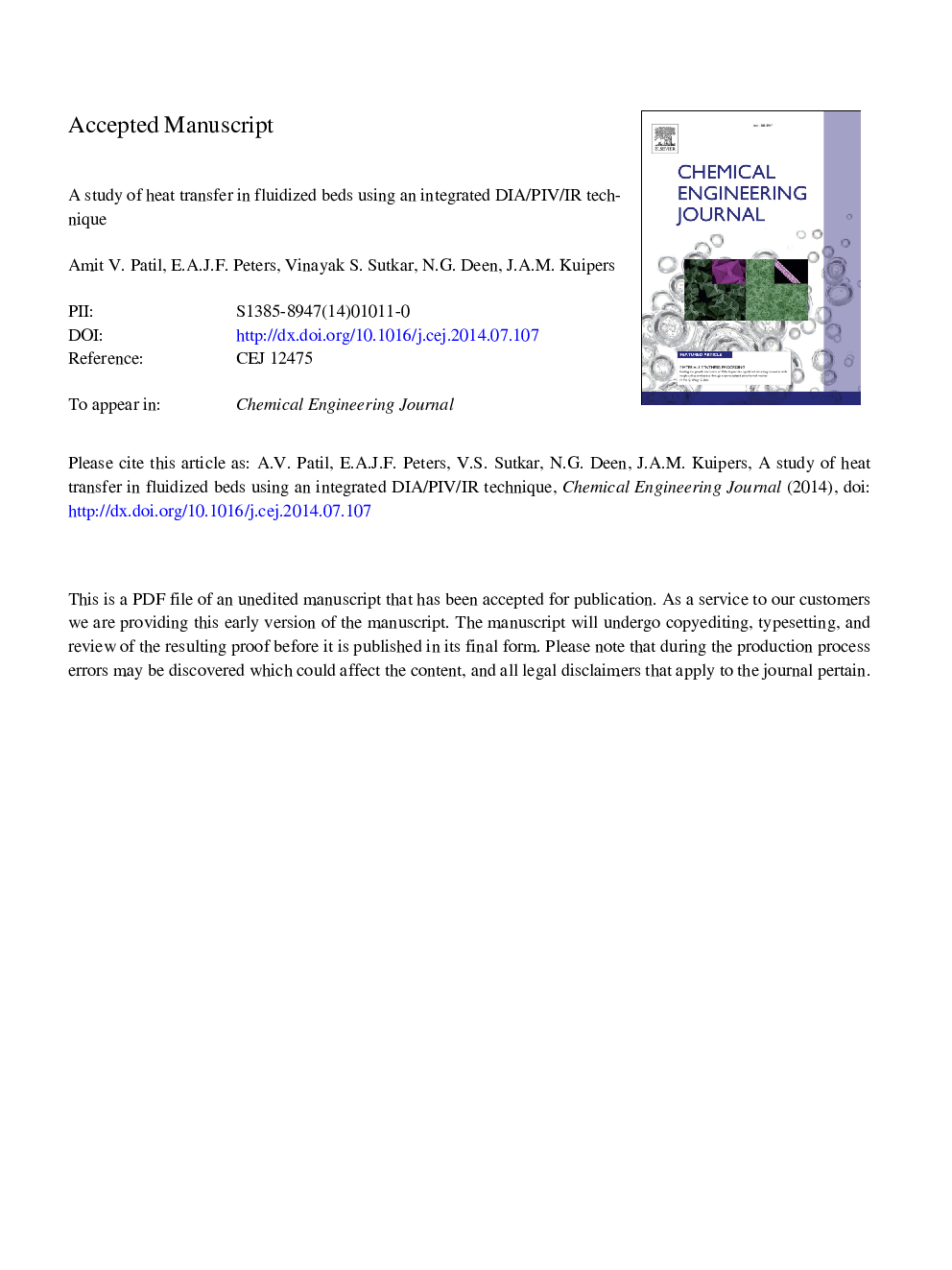 A study of heat transfer in fluidized beds using an integrated DIA/PIV/IR technique