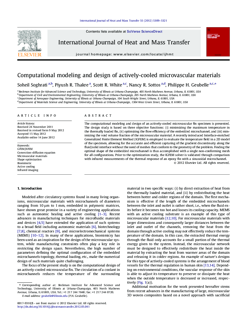 Computational modeling and design of actively-cooled microvascular materials