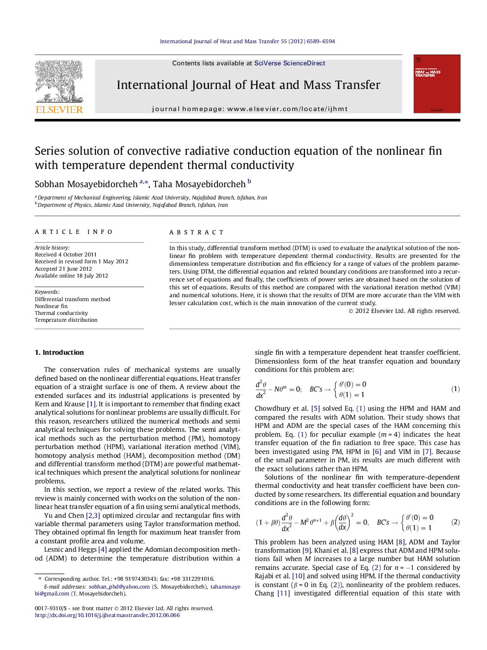 Series solution of convective radiative conduction equation of the nonlinear fin with temperature dependent thermal conductivity