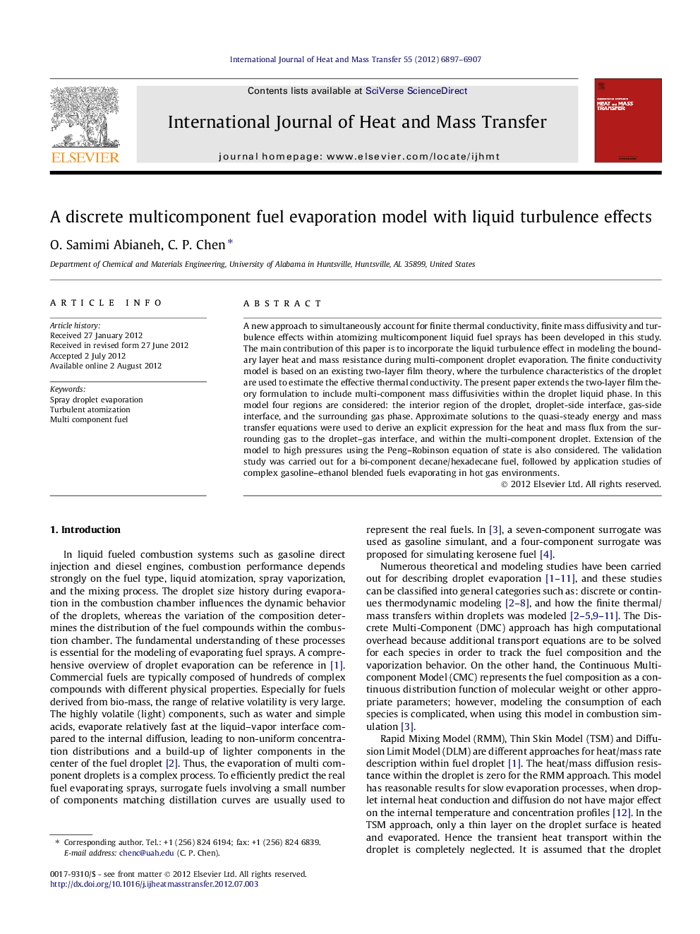 A discrete multicomponent fuel evaporation model with liquid turbulence effects