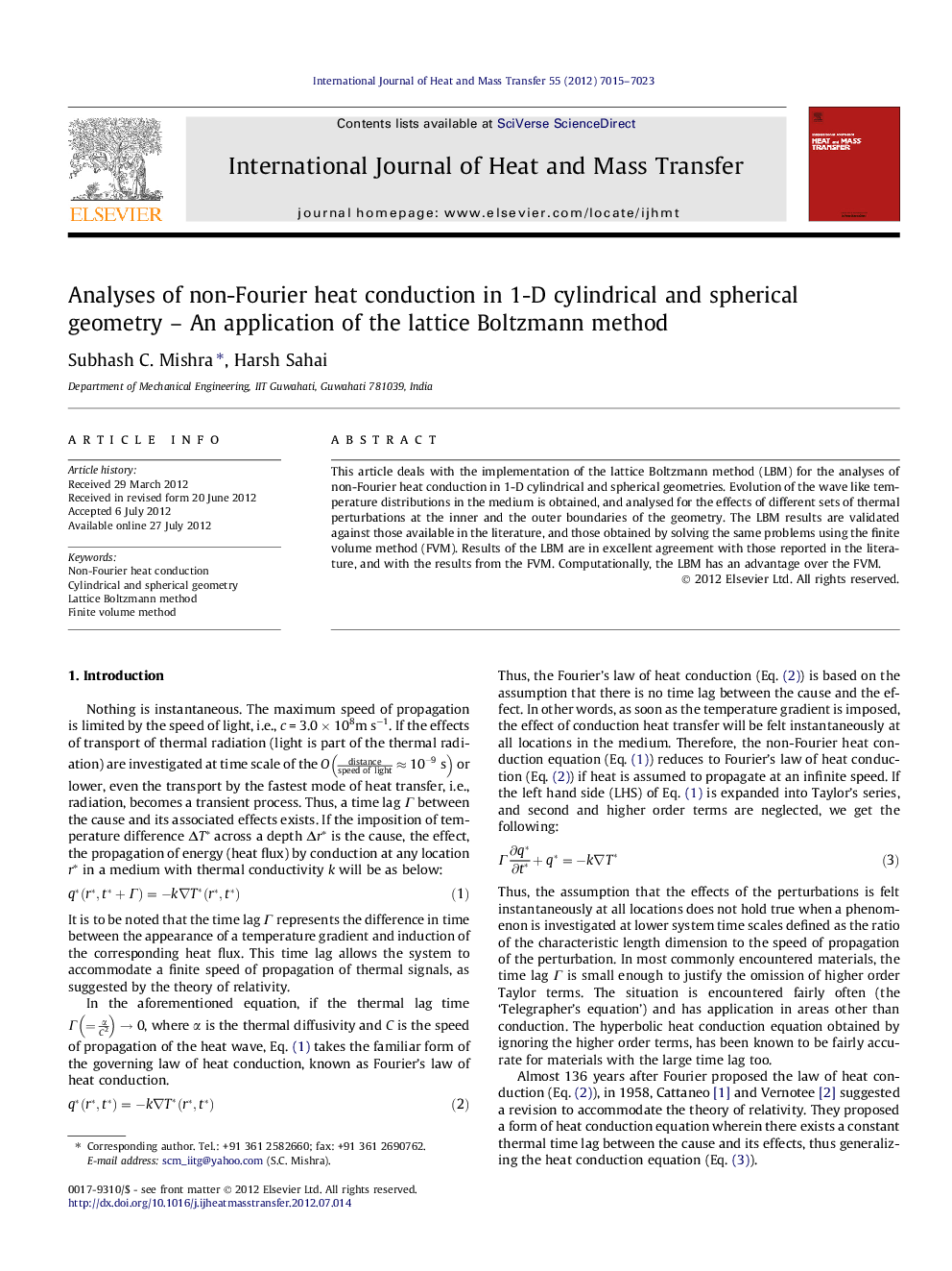 Analyses of non-Fourier heat conduction in 1-D cylindrical and spherical geometry - An application of the lattice Boltzmann method