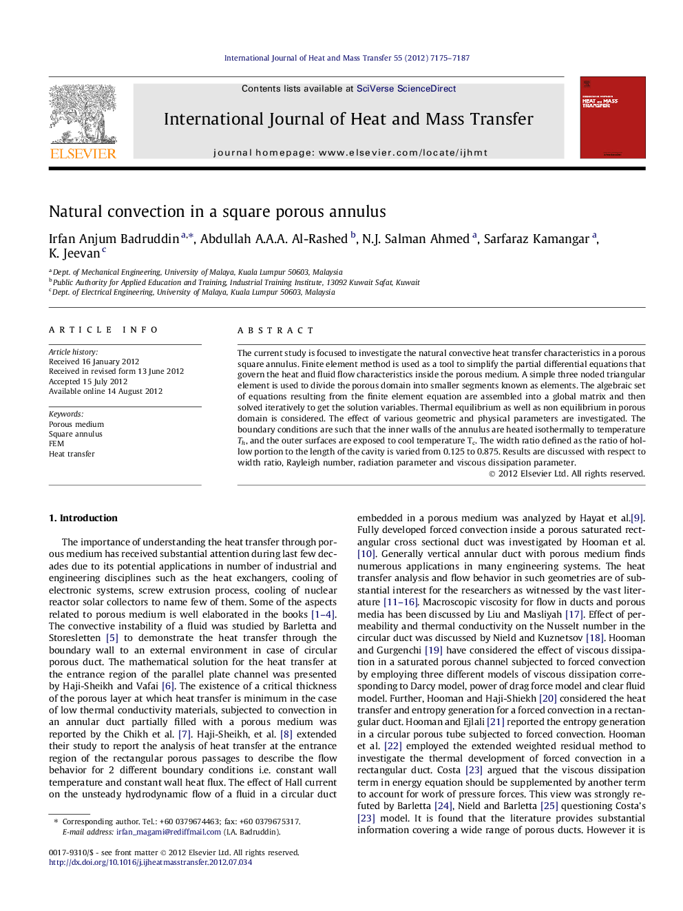 Natural convection in a square porous annulus