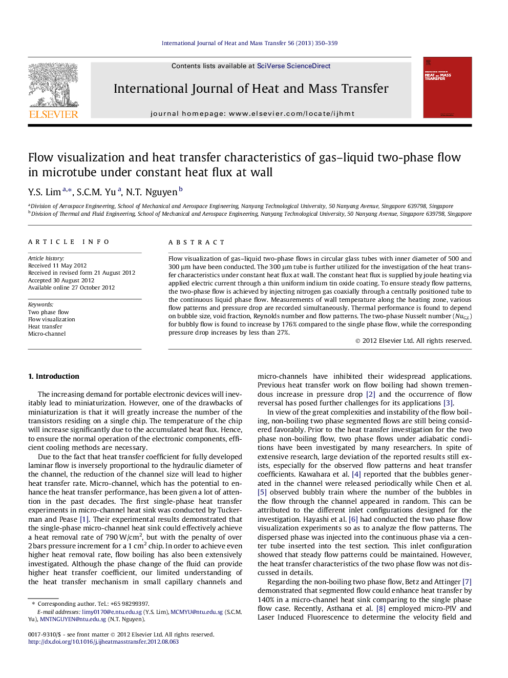 Flow visualization and heat transfer characteristics of gas-liquid two-phase flow in microtube under constant heat flux at wall