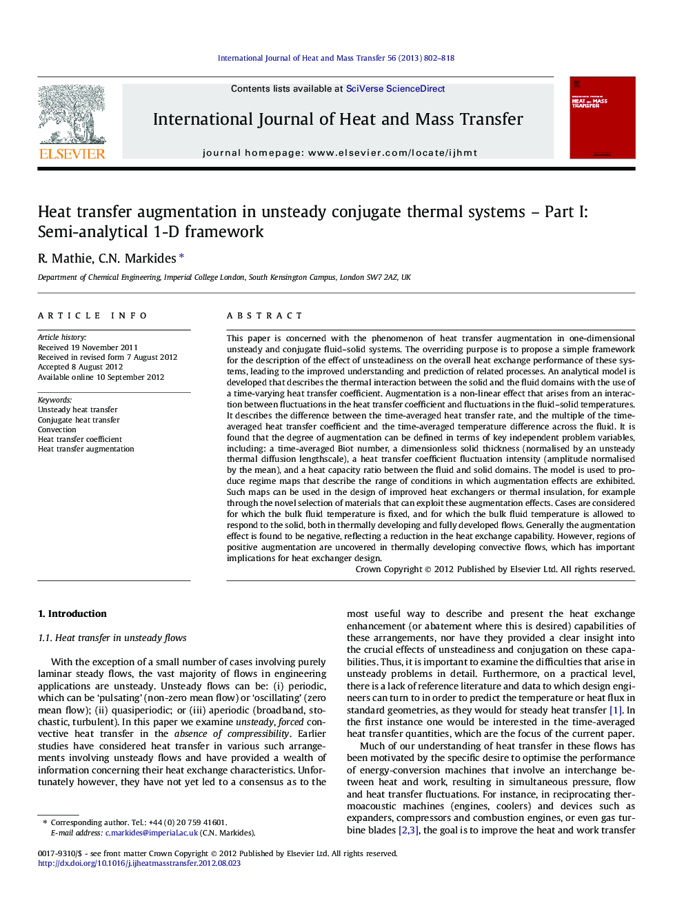 Heat transfer augmentation in unsteady conjugate thermal systems - Part I: Semi-analytical 1-D framework