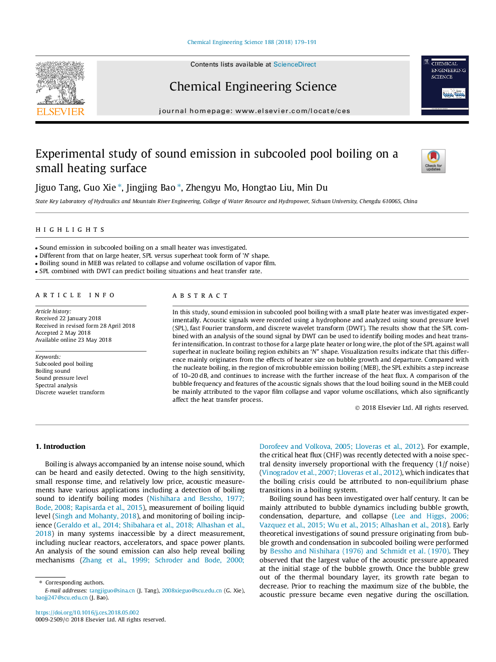 Experimental study of sound emission in subcooled pool boiling on a small heating surface