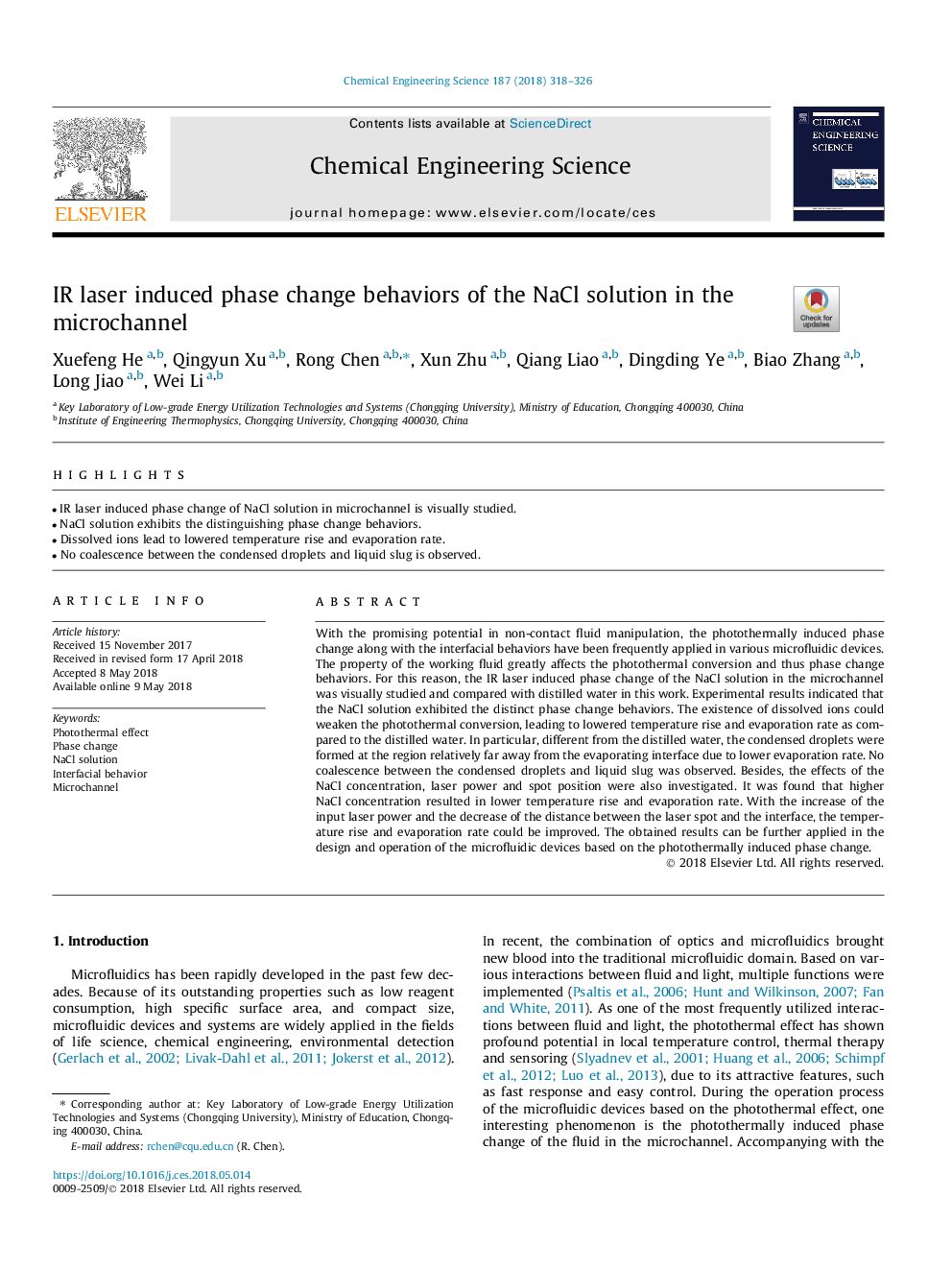 IR laser induced phase change behaviors of the NaCl solution in the microchannel