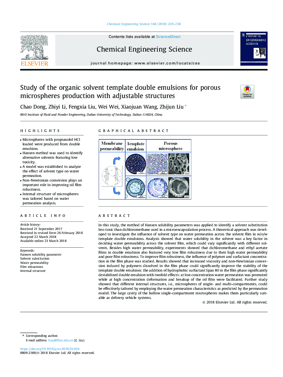مطالعه امولسیون های دو حلقه ای ارگانیک برای تولید میکروسفیر متخلخل با سازه های قابل تنظیم 