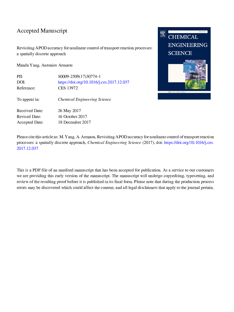 Revisiting APOD accuracy for nonlinear control of transport reaction processes: A spatially discrete approach