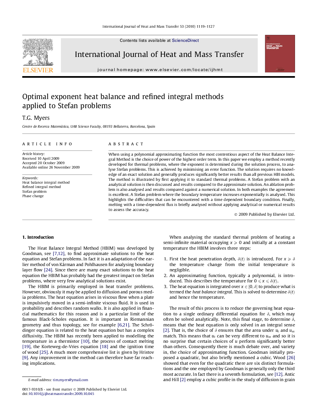 Optimal exponent heat balance and refined integral methods applied to Stefan problems