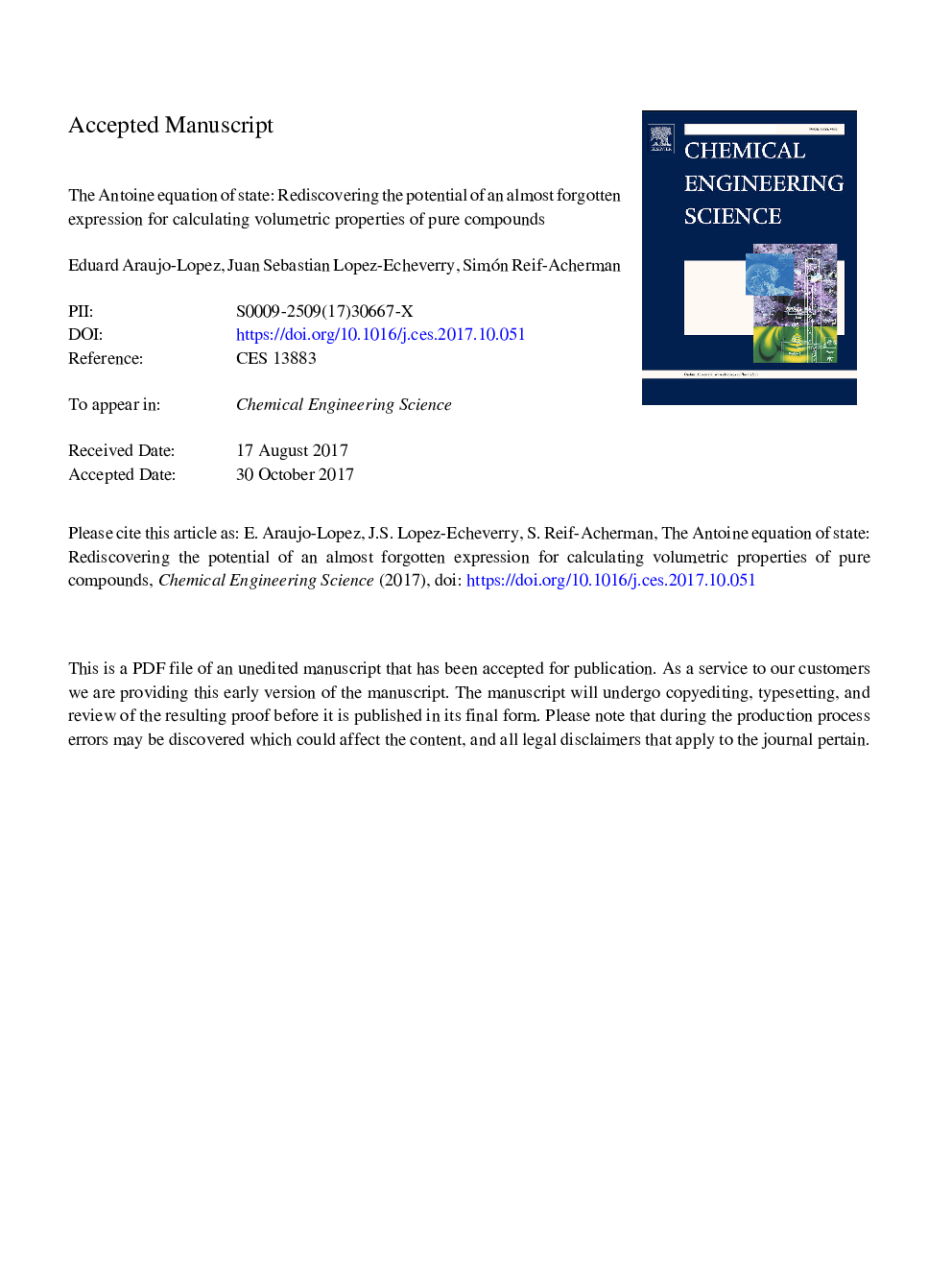 The Antoine equation of state: Rediscovering the potential of an almost forgotten expression for calculating volumetric properties of pure compounds