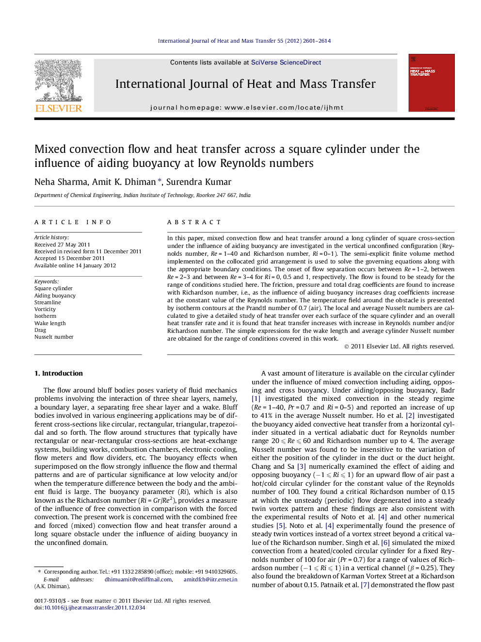 Mixed convection flow and heat transfer across a square cylinder under the influence of aiding buoyancy at low Reynolds numbers