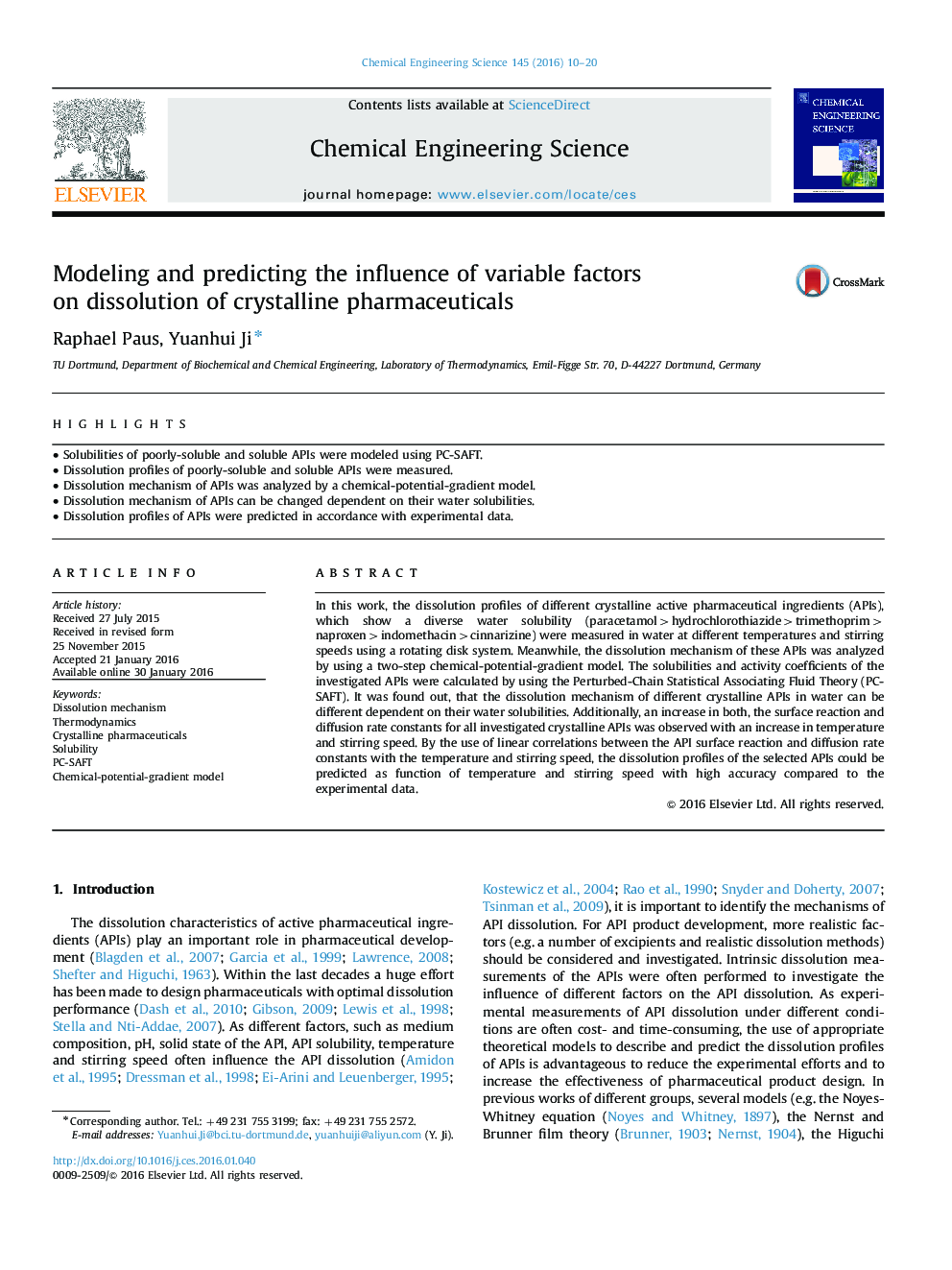 Modeling and predicting the influence of variable factors on dissolution of crystalline pharmaceuticals