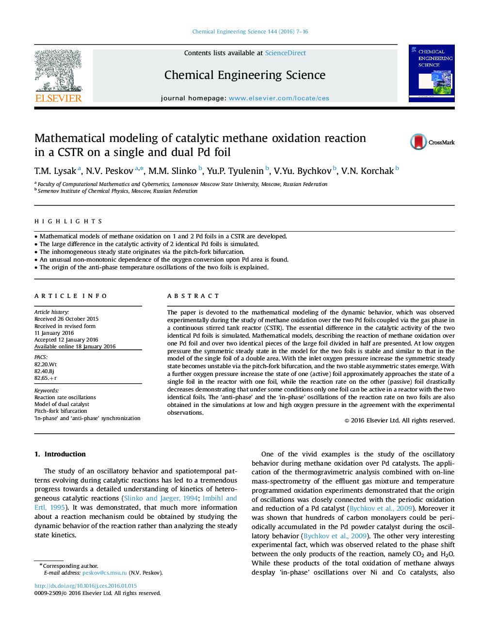 Mathematical modeling of catalytic methane oxidation reaction in a CSTR on a single and dual Pd foil