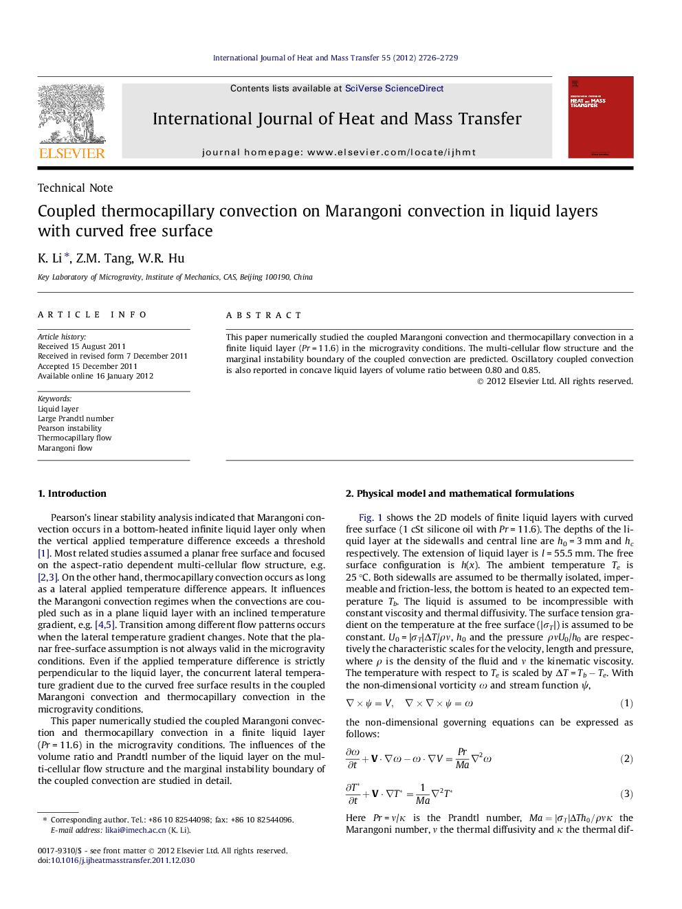 Coupled thermocapillary convection on Marangoni convection in liquid layers with curved free surface