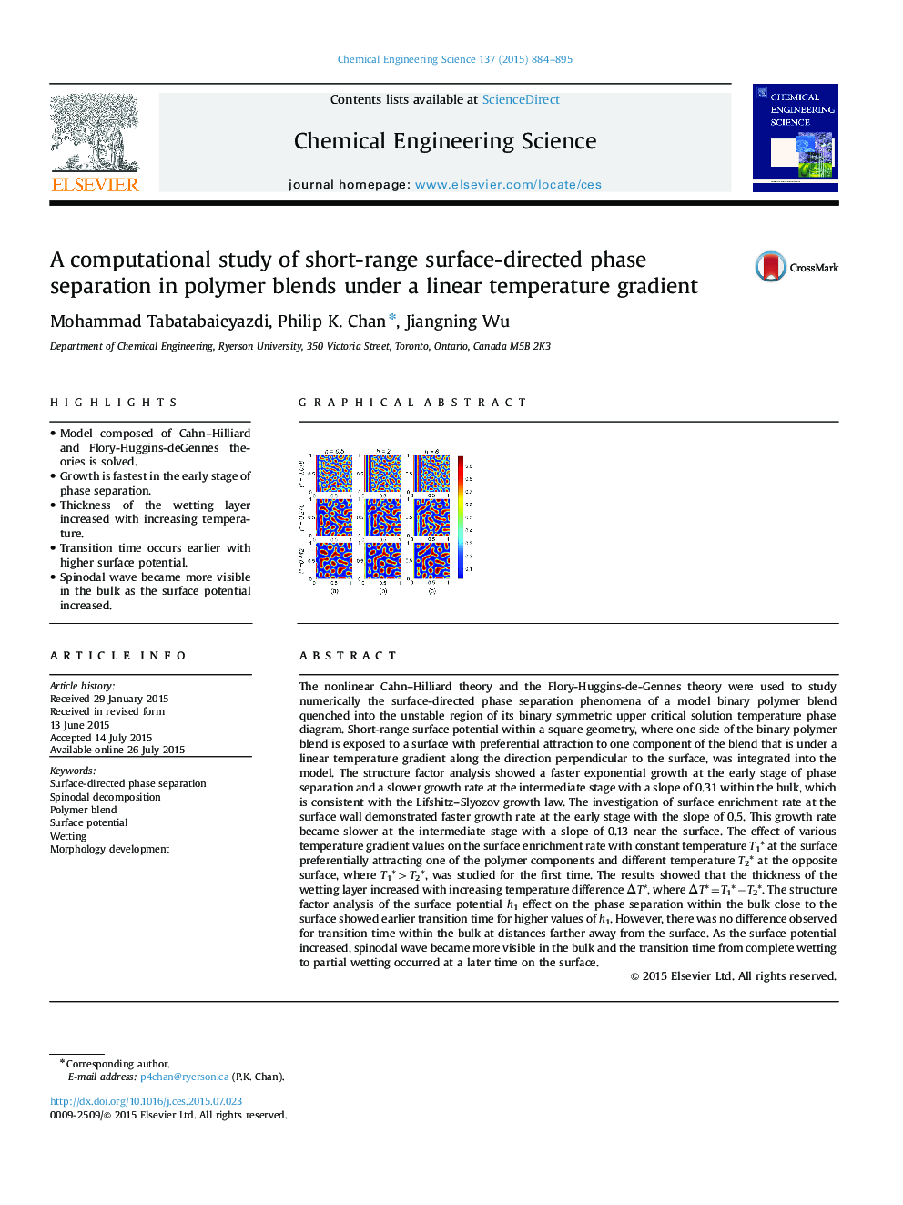 یک مطالعه محاسباتی در مورد جداسازی فاز کوتاه سطحی در مخلوط پلیمر تحت یک گرادیان خطی 