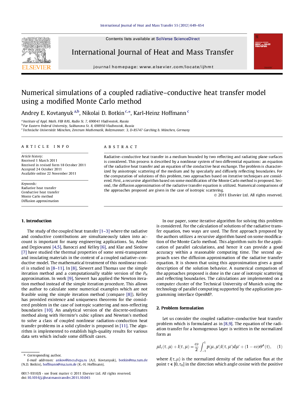 Numerical simulations of a coupled radiative–conductive heat transfer model using a modified Monte Carlo method