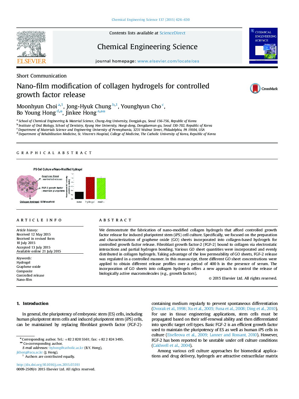 Nano-film modification of collagen hydrogels for controlled growth factor release